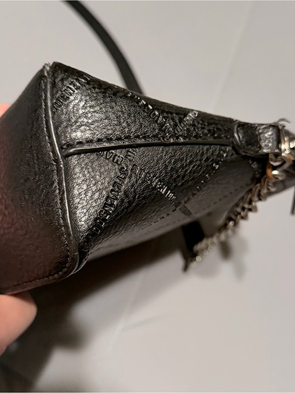 Steve Madden Faux Leather Crossbody Bag in Black with Silver Chain - Picture 8 of 16